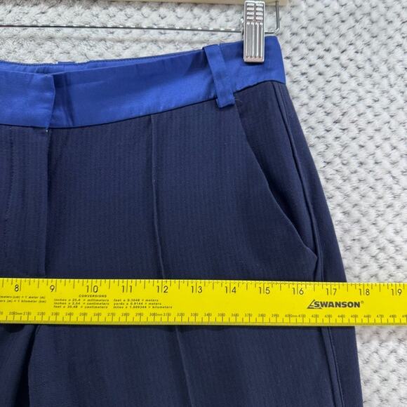 Maje Pants Womens EU34 Blue Slim Straight Mid Rise Pintuck Career Workwear - Picture 10 of 15